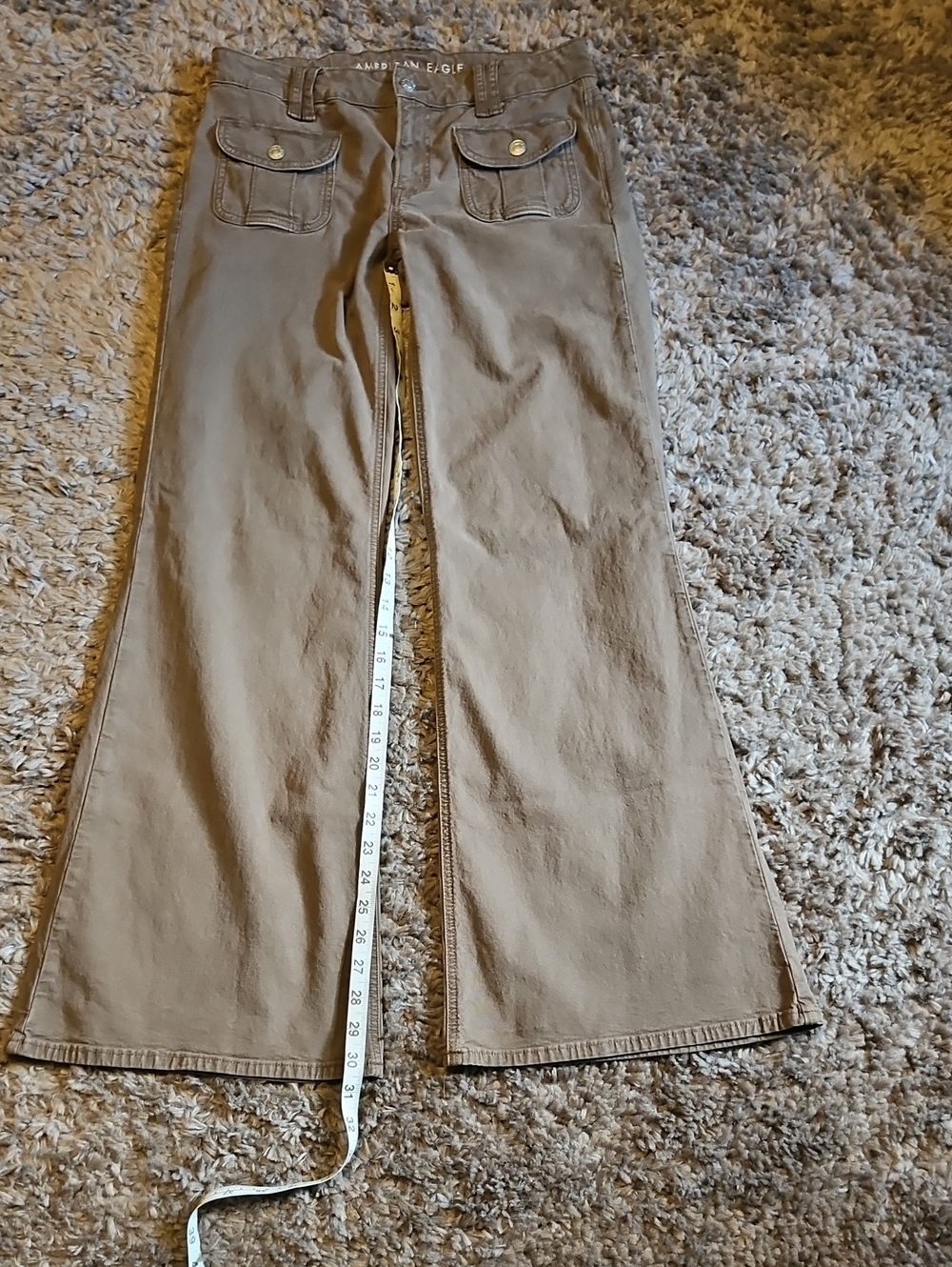 AE Stretch Low-Rise Flare Pant Size 6 Long Brown